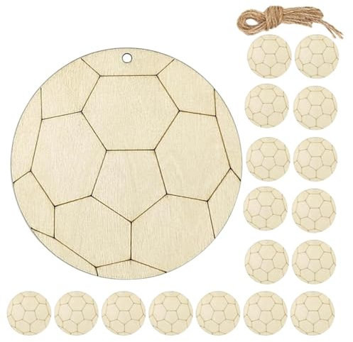 SEWACC 20 Stück Holz-Fußball-Ausschnitte Zum Basteln Unlackiertes Holz Sport-Themen-Ausschnitt Leere -Fußball-Form -Hängescheiben-Ornamente Für Diy-Bastelarbeiten