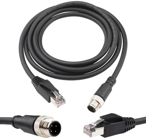 Lonlonty M12 auf RJ45 Industrie Ethernet Kabel, Automatisierungssysteme Verbinden M12 4 Pin D Code Männlichkeit zu RJ45 Männlichkeit geschützter Kabelverschluss, Cat5e SFTP 2m