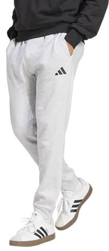 adidas Men's Essentials Feel Cozy Fleece Pants, Light Grey Heather/Black, Small