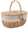Gralara Picknickkorb aus Weide, Aufbewahrung aus Rattan, Servierkorb mit Deckel und Griff, Weidenkorb, geflochtener Korb für Parkpartys, Wandern, Hochzeit, beige grau, Mittel