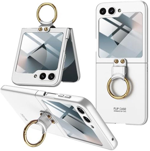 Miimall Custodia Compatibile con Samsung Galaxy Z Flip 7 FE & Flip 6, Cover Antiurto in PC con Pellicola HD, Cavalletto Regolabile ad Anello, Case Sottile per Samsung Z Flip7 FE & Flip6, Rosa