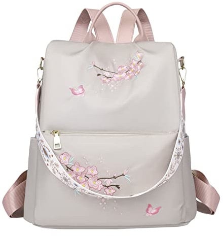 Vhersily Damen-Rucksack mit Schmetterlingen und Blumen, niedlicher Kleiner Rucksack, Reiserucksack, Schultertasche, lässiger Tagesrucksack, Geldbörse, farbig, in Viele Farbe