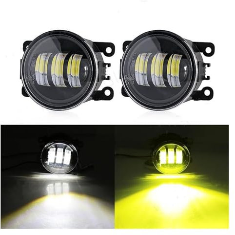 ODKBFG Scheinwerfer für Peugeot 107 207 307 407 607 308 3008 4008 5008 LED Nebelscheinwerfer Auto Nebelscheinwerfer 8000LM 30 W weiß gelb wasserdicht (P-Weiß-Gelb)