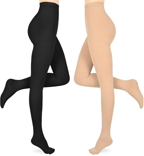 15-20 mmHg Medizinische Kompressionsstrumpfhose Damen & Herren Lang, 2 Paar Abgestufte Kompressionsstrümpfe Stützstrümpfe, Kompressionsleggins Damen für Krampfadern und Ödeme, Mix 2XL