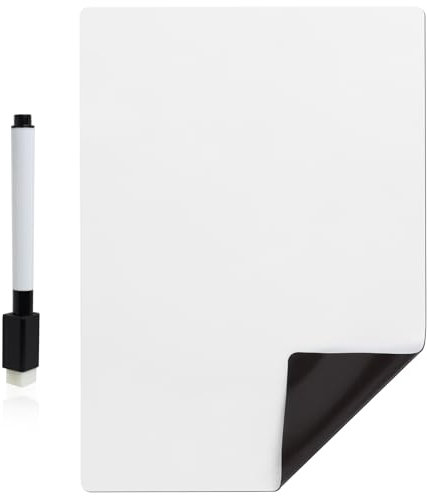 Magnetic Whiteboard for Fridge, A4 30x21cm Kitchen Dry Erase Board with Wipe Marker Pen Reusable Refrigerator Magnet White Board for Memos Notes Reminders Notice Board Weekly Meal Planner to Do List