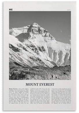 LZTEN Mount Everest Druck Schwarz und Weiß, Mount Everest Wandkunst, Mount Everest Poster, Mount Everest Foto, Kala Patthar, Nepal, Himalaya Leinwand Wandkunst