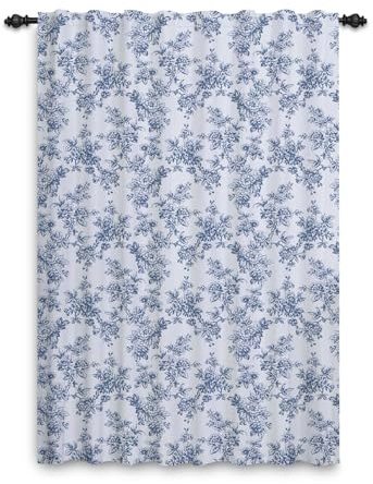 ggaimwf Vintage Floral Curtains for Bedroom Farmhouse Drapes Blue Flower Country Cottage Style Patterned Curtains Rod Pocket Shabby Chic Window Treatment Living Room Pergola 132x214cm 1 Panel