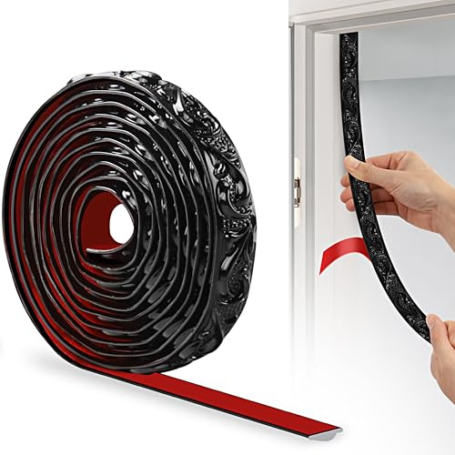 JUNART PVC Moldings Trim, 300cm×2cm, 3D Wallpaper Border, Coving for Ceilings, Flexible Ceiling Moulding Trim for Mirror Edge, TV Background Wall, Skirting Boards, Cabinet, Wall(Black)