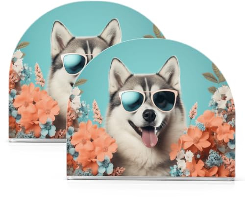 Serviettenhalter Sibirischer Husky Hund Tisch Papierservietten Halter Acryl Taschentuchspender Küche Esszimmer Party 2 Stück