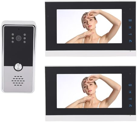 Système D'interphone Vidéo Filaire pour Appartement, 2 Unités, Système de Sonnette Vidéo à écran Tactile de 7 Pouces, Kit de Caméra de Visiophone à Vision Nocturne (Prise UE