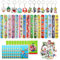 MisFun 98 Stück Cartoon-Thema party Mitgebsel, Enthalten 12 Schlüsselanhänger Kinder 50 Kinder Sticker 20 Mitgebsel Tüten 16 Cartoon-Armband Voller Kindlichkeit für Schulfeste, Kindergeburtstage