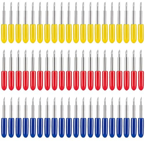 60pcs Messer Klingen Feinschnittklinge Klinge Tiefschnittklinge Ersatzklingen für Cricut, Schneideplotter Klingen 30°/45°/60° Roland Graviermesser, Schneidklingen für Cricut Schneideplotter-Klingen