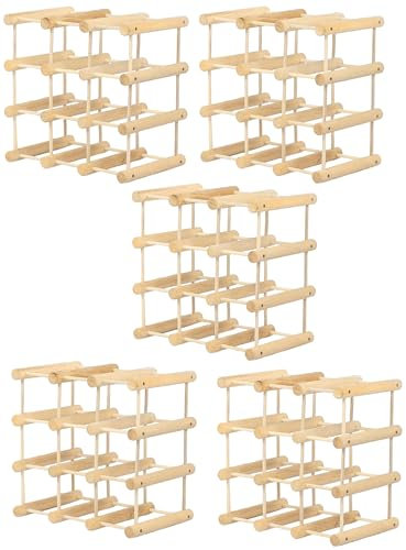 MODO24 Weinregal Modular TANNE, für 72 Flaschen oder mehr, Flaschenregal, Weinständer, Getränkeregal, Flaschenständer, Massivholz, 5 Module, ModAbm 36x36x24 cm, für Küche, Esszimmer, Natur unbehandelt