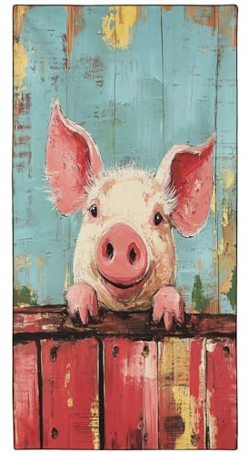 YISUMEI Mikrofaser Strandtuch XXL, Vintage Schweinchen Design auf Holz, Strandhandtuch Leicht Badehandtuch Schnelltrocknend, 180 x 90 cm, für Strand und Bad