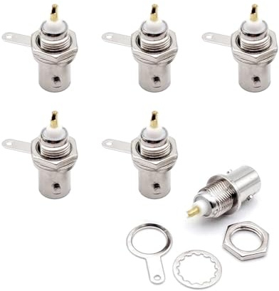 HJDJBD 5 Stück BNC Stecker,Adapter,Buchsen,Connector,Anschluss Buchse,Einbaubuchse,für Plattenmontage Lötstecker,für Frontplattenmontage Mit Muttern-Schottgriff Chassis-Radial-HF-BNC-Tastkopf-Adapter