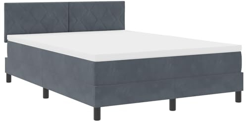 vidaXL Boxspringbett mit Matratze Dunkelgrau 140 x 200 cm Stoff, Moderner Schlafzimmer-Furnitur, Coole Samt-Bett, langlebige Schaum-Matratze, stylisch anpassbar für Guten Schlaf