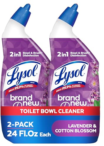 Lysol Toilet Bowl Cleaner Gel, For Cleaning and Disinfecting, Septic Safe Toilet Bowl Cleaner, Lavender & Cotton Blossom Scent, 24 oz, (Pack of 2)