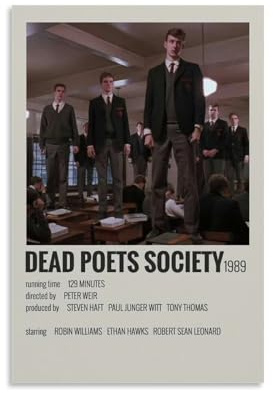 JDYANSHENG Poster mit Aufschrift Dead Poets Society, ästhetisches Cover-Poster, Design Gemälde für Wohnzimmer, Schlafzimmer, 30 x 45 cm, ungerahmter Stil