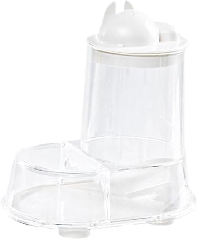 Small Animal Feeder - White Gravitys Food Dispenser, Spacious Storage Dish Continuous Pellet Supply | High Value Integrated Water Bottle Holder For Feeding And Treats Rabbits Training