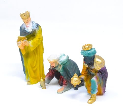 Genérico 3 Reyes Magos del Dia de Navidad. Magos. 12cm Conjunto de Escena de Natividad, Figuras .Animales, Nacimiento de jesús. 3 Reyes. oficios belén, Dios