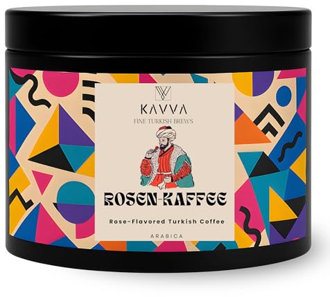 Kavva Premium Türkischer Kaffee mit Rosenaroma, ohne Zucker, aus Arabica Bohnen, Traditionell geröstet, Türkischer Mokka, güllü Türk kahvesi, Rosen Kaffee