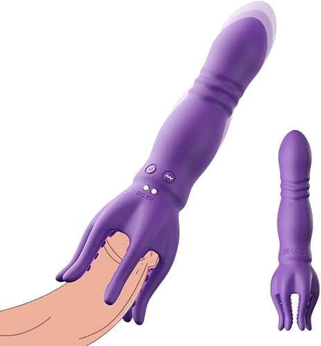 2-in-1 Vibrating Dildo Vibrator Glans Stimulator Massager Sex Toys with 3 Telescopic Modes & 9 Vibration Modes Trainer Vibrator G-Spot Sex Toy Sets for Women Men and Couples (Purple)