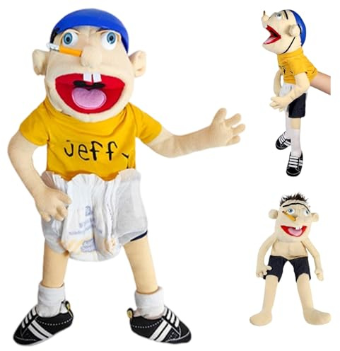 KUWUNG Jeffy Puppet Plush Toy Doll, 60cm Jeffy Hand Puppets with Working Mouth, Funny Puppets Toy for Boys and Girls, Soft PuppetS for Birthday Christmas Halloween Party