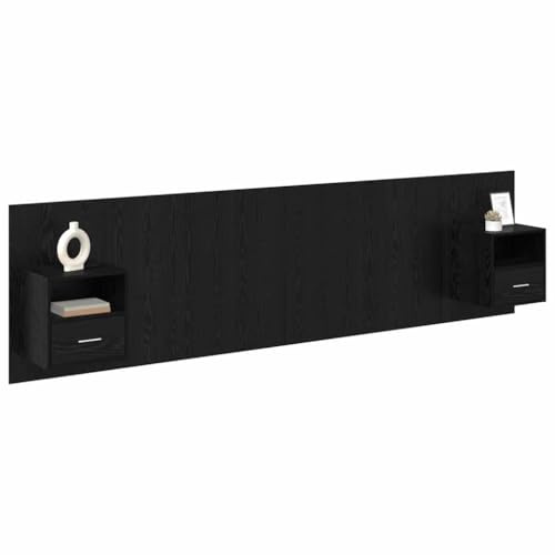 vidaXL Kopfteil mit Schrank 3 STK. Schwarz Eichen-Optik Holzwerkstoff
