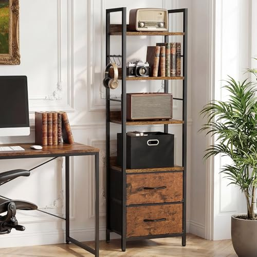 YITAHOME Industrie-Bücherregal, 4 Ebenen Metallrahmen, Rustikales Braun