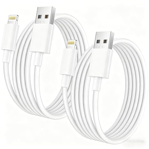 iPhone Lightning Charging Cable 2M 2Pack, USB to Lightning Cable [Apple MFi Certified] White iPhone lightning Fast Charging cable Long wire Lead for iphone 14/13/12/11/Pro Max/XS/XR/8/7/6/Plus/SE/iPad