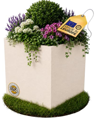 Ondis24 Pflanzkübel Blumenkübel Blumentopf Vulkan 40 mit Wasserspeicher Winterfest (Leinen)