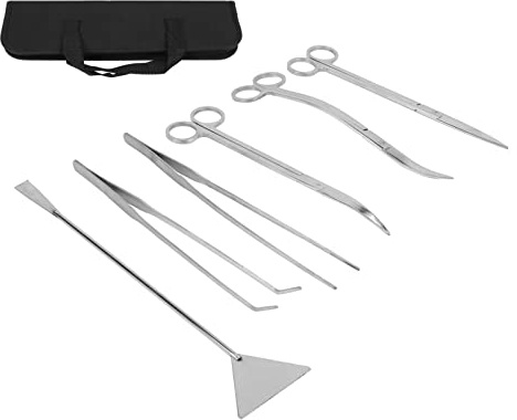 Haofy Ensemble de Pinces à Ciseaux en Acier Inoxydable pour Aquarium, Soins des Plantes Aquatiques avec Sac de Rangement, Kit D'outils 6 en 1 pour Usage Professionnel