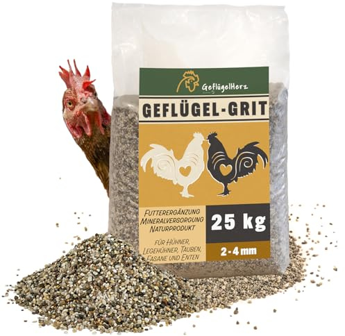 Petigi GeflügelHerz Gravier pour volailles Gravier gésier Pierre à picorer | 25 kg, 2-4 mm, Gravier minéral, Complément alimentaire, Gravier de quartz