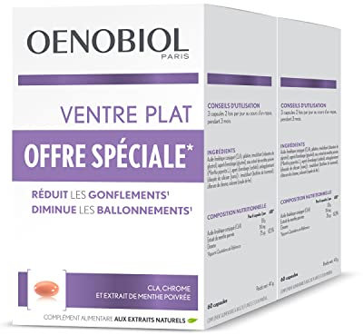 OENOBIOL - Compléments Alimentaires - Minceur - Ventre Plat - Réduit les Gonflements(1) - Diminue les Ballonnements(1) - Programme 2 mois - Lot de 2 Boîtes de 60 Capsules