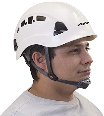 PPE by JORESTECH – Casque de travail en hauteur et de sauvetage en ABS ventilé avec cliquet réglable à 6 points de suspension ANSI Z89.1-14 (blanc)