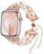 fohuas Cinturino compatibile con Apple Watch Series SE 8, 7, 6, 5, 4, 3, 2, 1, regolabile, realizzato a mano, iWatch Band 38, 40, 41, 42, 44, 45, 49 mm, elastico per iPhone Watch da donna, oro rosa.,