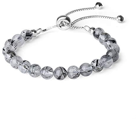 COAI Geschenkideen Damen 925 Sterling Silber Glücksarmband Slider Bracelet aus Rutilquarz Kristall Armband