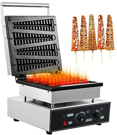 YUEWO Gofrera Comercial Lolly Eléctrica, Forma de Pino, Acero Inoxidable, Antiadherente, 1750 W