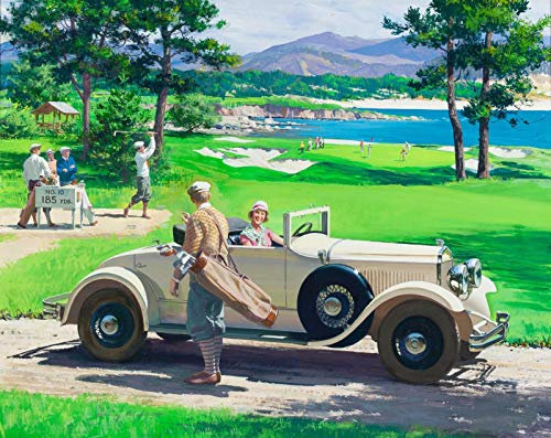 Vintage car by the golf course - Jigsaw Puzzles For Adults 1000-Piece Diy Puzzle Kids Wooden Toys