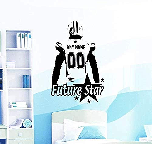 Wall Sticker American Football Decal Wall Art Custom Name &Amp;Amp;Amp; Numbers Large Player Vinyl Sticker Future Stars Kids Boys Room Decor 55X80Cm