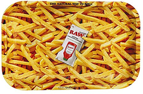 RAW Pommes Frites & Ketchup Design – Metalltablett 27 x 18 cm, Gelb
