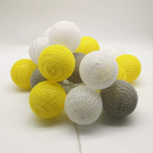 10pcs Cotton Ball LED String Lights, DOTBUY Battery Operated Fairy Lights for Xmas Halloween Decoration Wedding Party Christmas Outdoor Indoor Decor Garlands (Yellow Tone,1.8M/10LED)