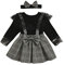 Verve Jelly Kleinkind Baby Mädchen Kleidung Kleinkind Langarm Spitze T-Shirt Plaid Hosenträger Overall Rock Set Outfits, Schwarz, 100, 2-3 Jahre