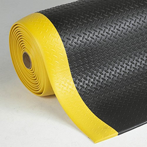 Floordirekt Anti Ermüdungsmatte, Stehmatte 120 x 400 cm Schwarz-Gelb Robuste Arbeitsplatzmatte für Steharbeitsplatz - Entlastet die Gelenke für mehr Komfort beim Stehen Dyna-Protect Diamond