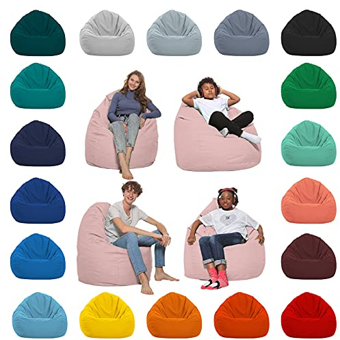HomeIdeal - Sitzsack XXL Bodenkissen für Erwachsene & Kinder - Geeignet für Gaming oder Entspannen - Indoor wie Outdoor da er Wasserfest ist - mit EPS Perlen, Farbe:Puderrosa, Größe:XXL