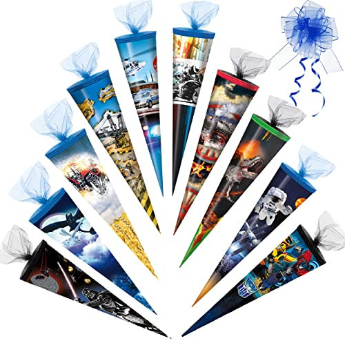 alles-meine.de GmbH Schultüte - 50 cm Motiv + Zubehör wählbar inkl. Schleife - rund - Zuckertüte - Tüllabschluß - Junge - Astronaut Weltraum Weltall Raumschiff Rakete Sterne ..