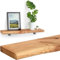 Villanord® Wandregal Eiche (60cm) | Massiv-Holz mit Baumkante | Rustikal mit Baumkante | Wandboard Regalbrett