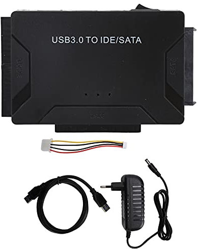 SATA/IDE auf USB 3.0 Adapter, Festplattenadapterkabelkonverter für Universelle 2,5/3,5 Zoll IDE und Externe SATA HDD SSD, DVD-ROM/CD-ROM/CD-RW/DVD-RW/DVD+RW, Unterstützt 4 TB für Laptop(EU Plug)