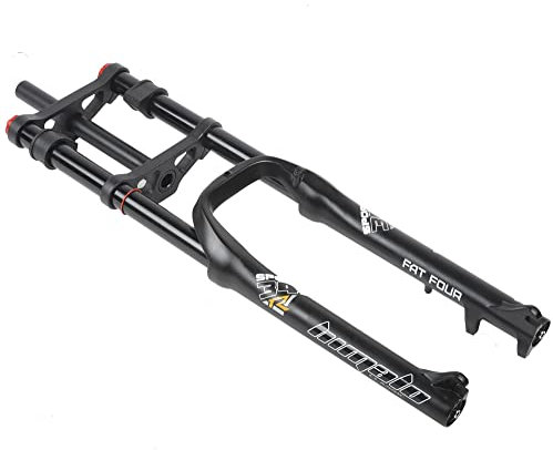 Syvrac Bike Suspension Fork 26 for Mountain Bike DH Air Double Shoulder Downhill Rappelling Shock Absorber Straight Tube Ultralight Bicycle Shock Absorber Rebound Adjust (Black)