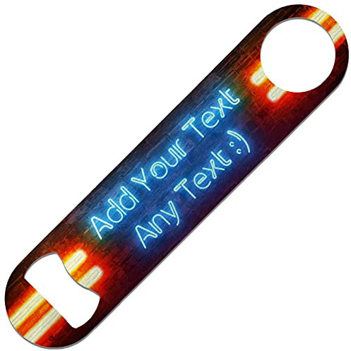 Personalised Neon Effects Stainless Steel Bottle Opener Blade - Home bar Add Name